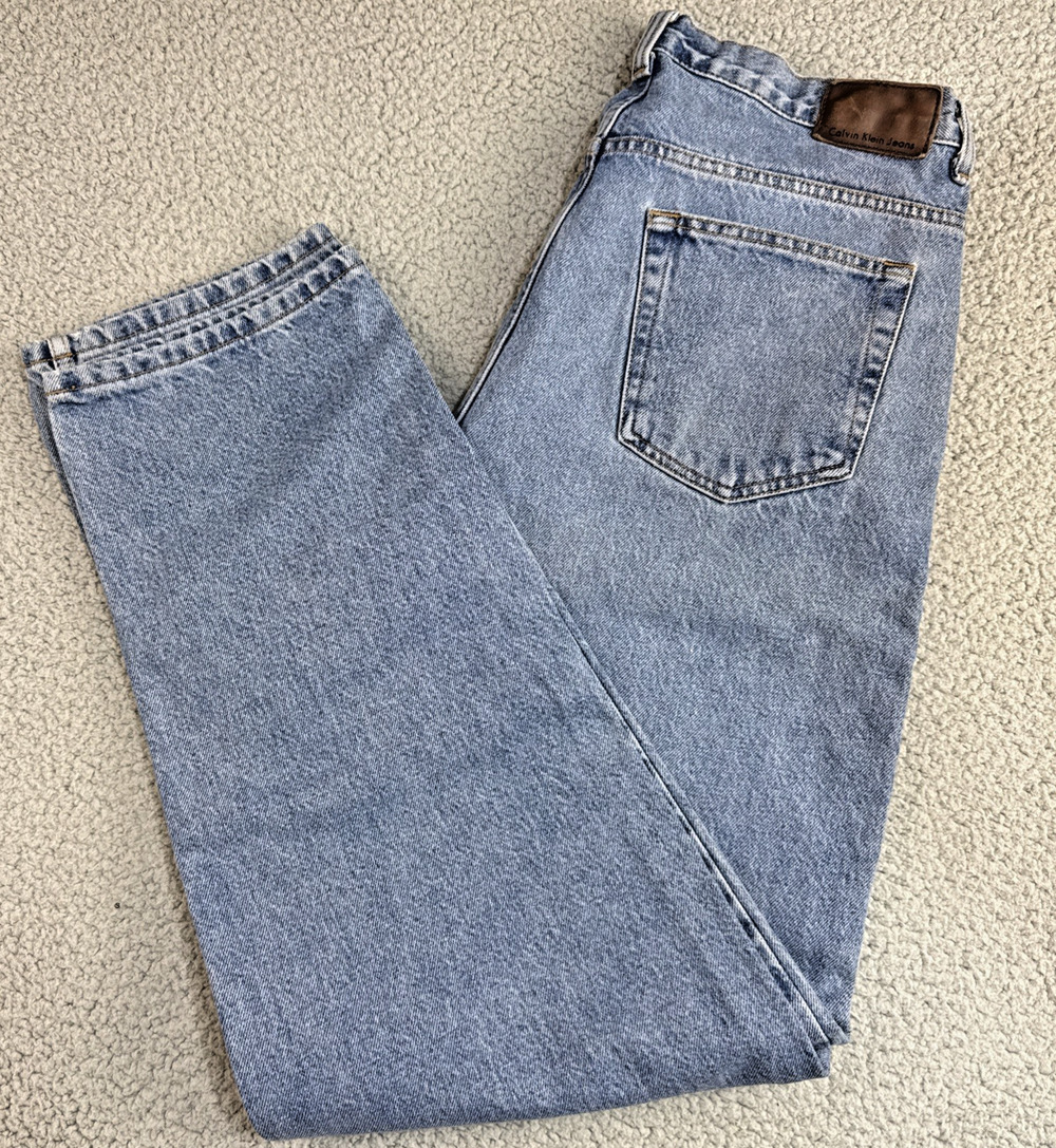 Mens Easy Fit Jeans Vtg Calvin Klein DoubleStone 412 34x32 Straight Leg BMPP171